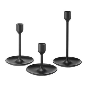 Elegant Black Metal Candle Holders Set
